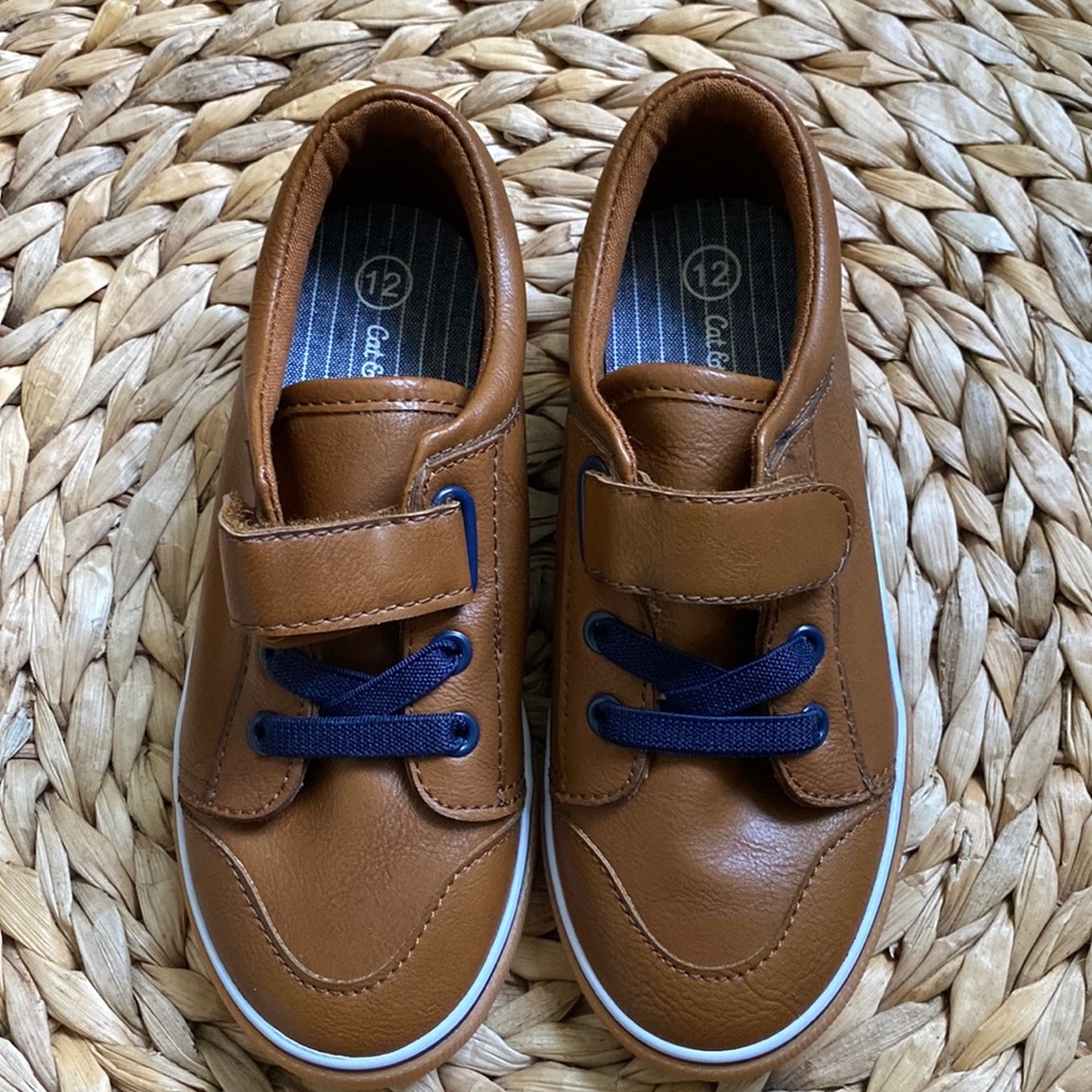 Brown Cat & Jack Velcro size 12 boy shoes